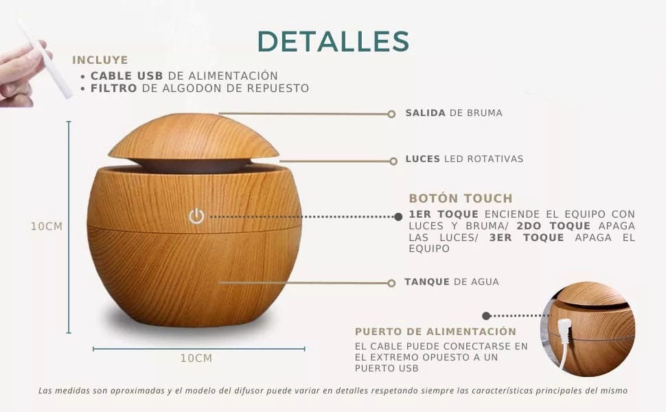 Humificador Difusor Ultrasonico Aromatizador De Ambientes - Imagen 4