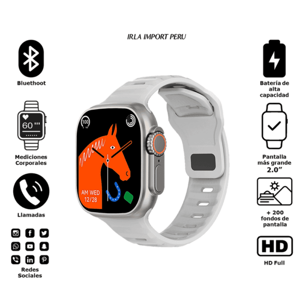 Smartwatch Watch 8 Ultra Deportivo Bt Call Carga Inalambrica - Imagen 2